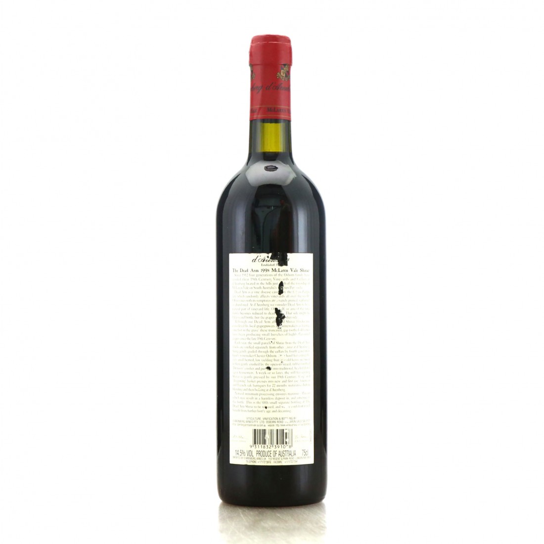 D'Arenberg Dead Arm Shiraz 1998 McLaren Vale Wine Auctioneer