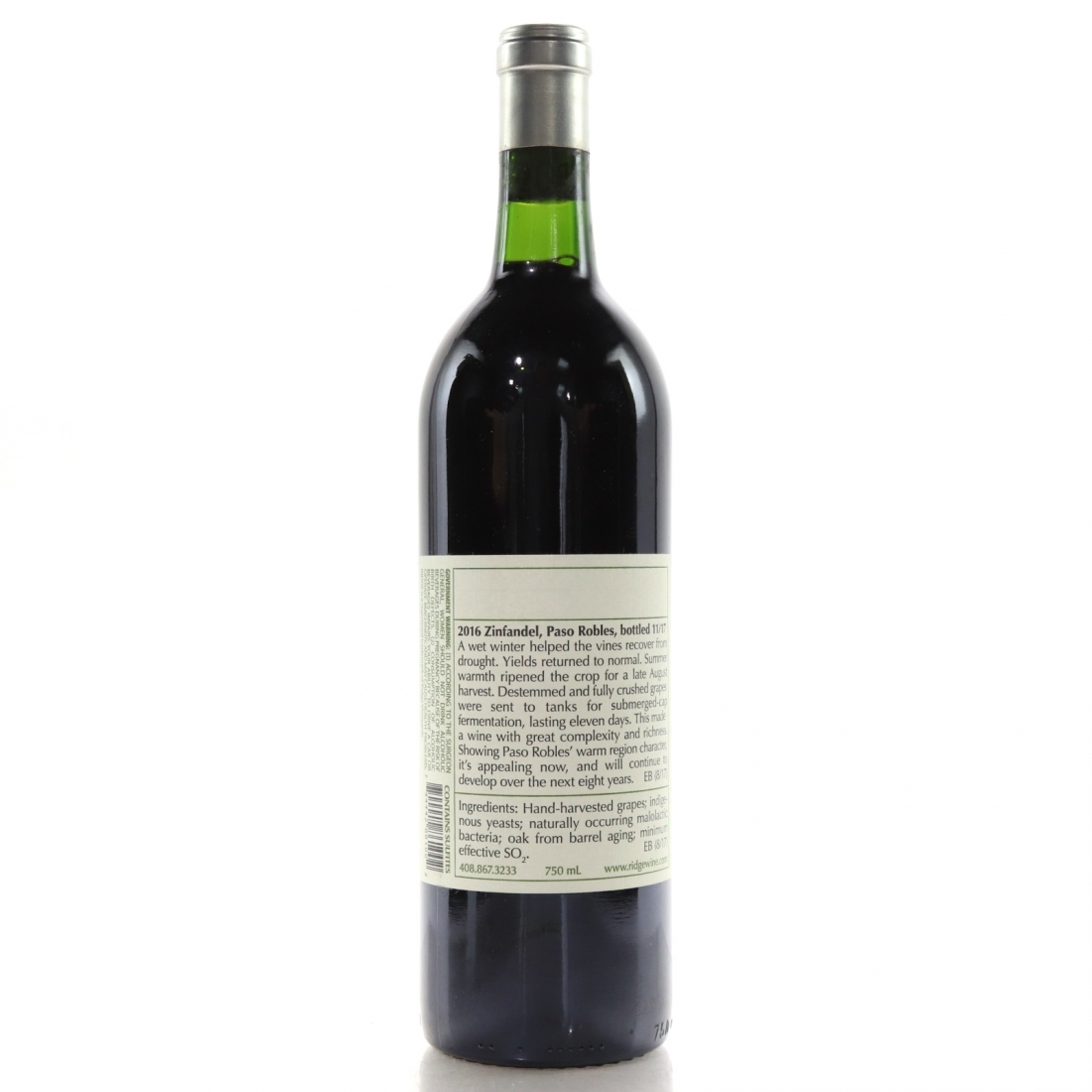 Ridge Paso Robles Zinfandel 2016 Central Coast Wine Auctioneer